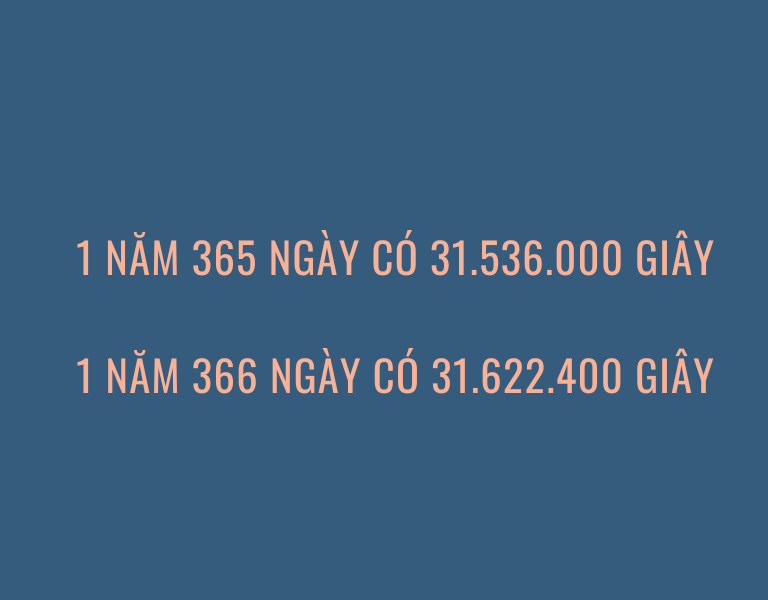 1 năm có bao nhiêu giây