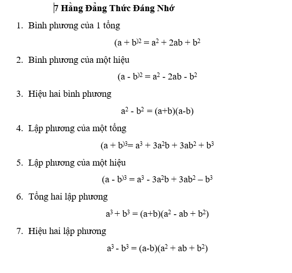 hằng đẳng thức mở rộng