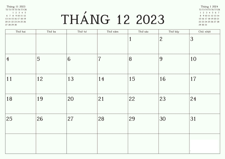 tháng 12 có bao nhiêu ngày