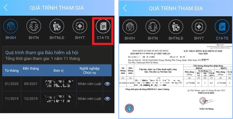 tra cứu quá trình đóng bhxh không cần mã otp