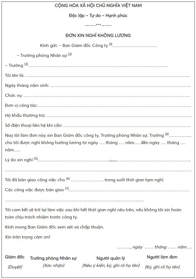 cách viết đơn xin nghỉ việc