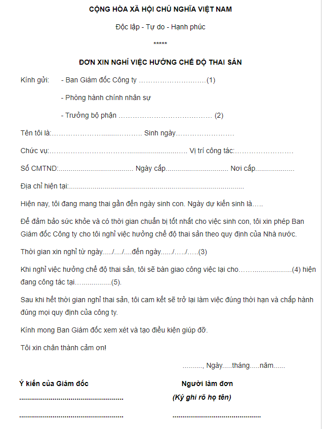 cách viết đơn xin nghỉ việc