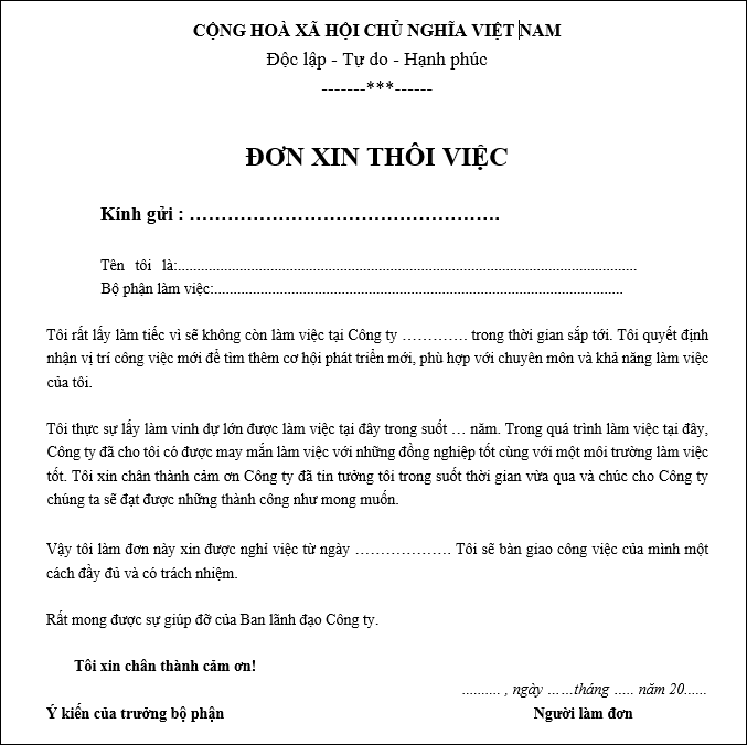 cách viết đơn xin nghỉ việc