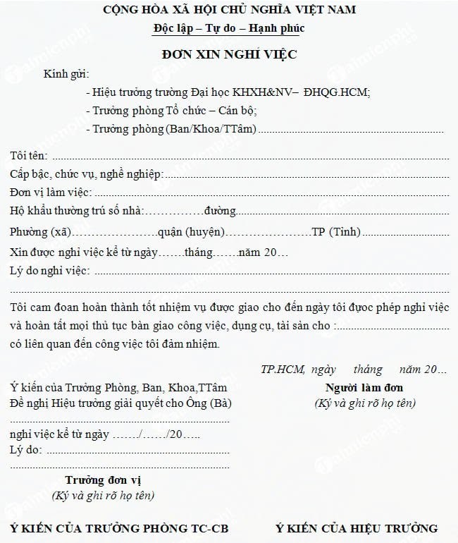 cách viết đơn xin nghỉ việc