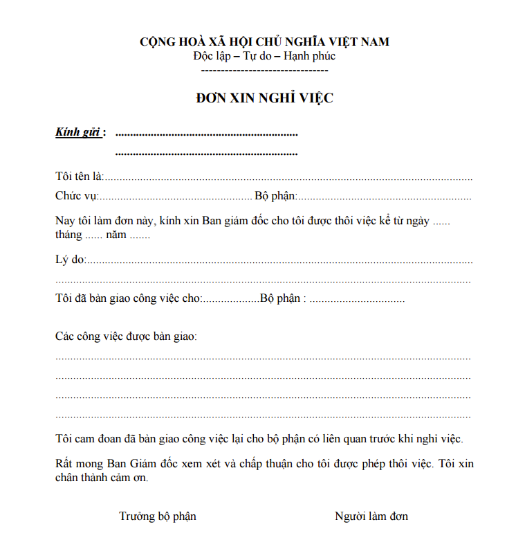 cách viết đơn xin nghỉ việc