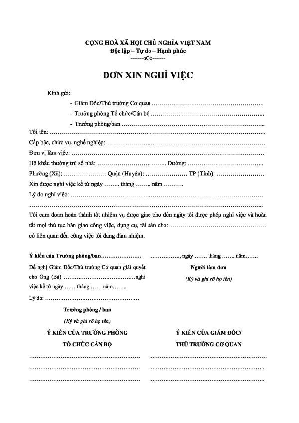 cách viết đơn xin nghỉ việc