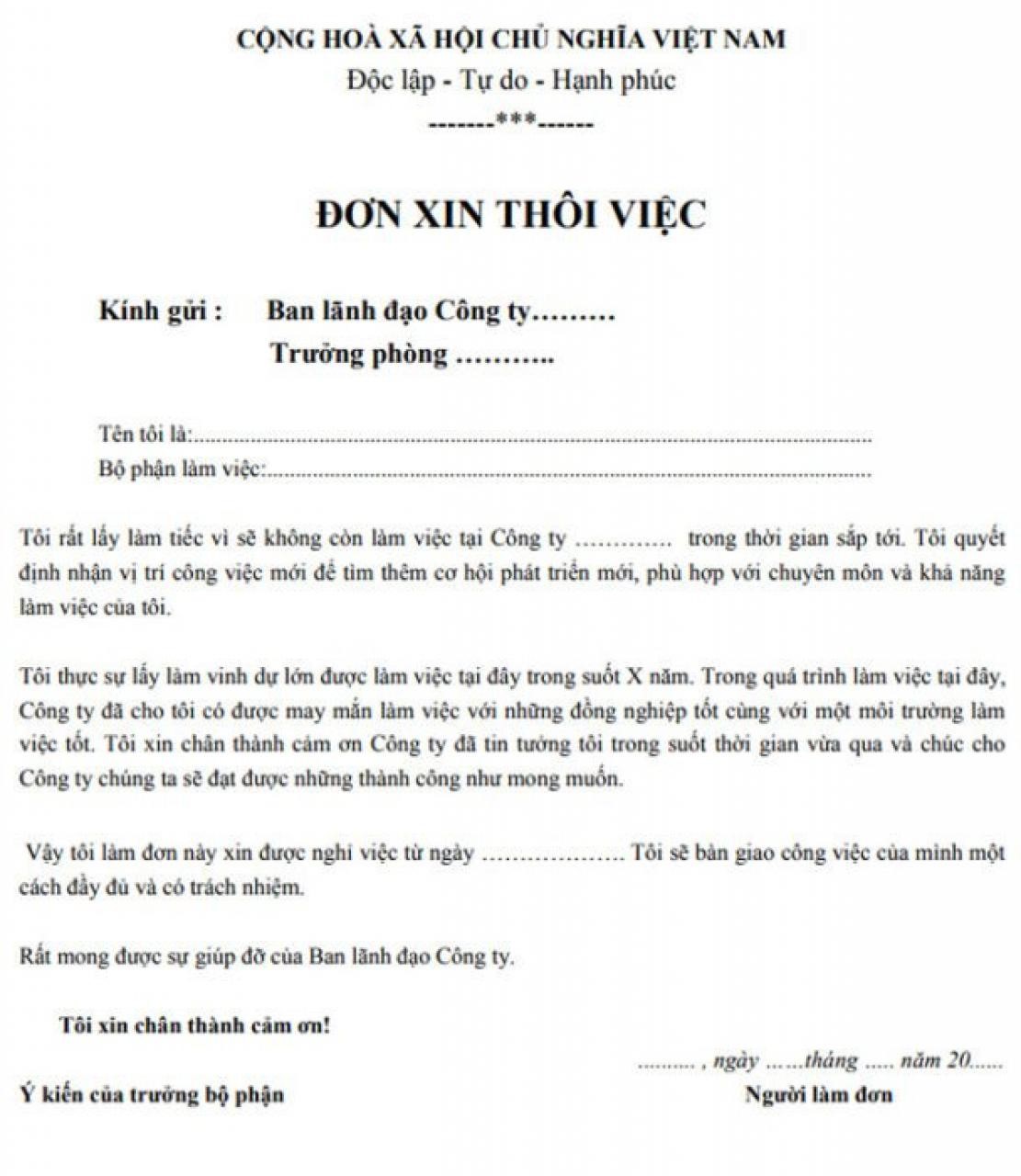 cách viết đơn xin nghỉ việc