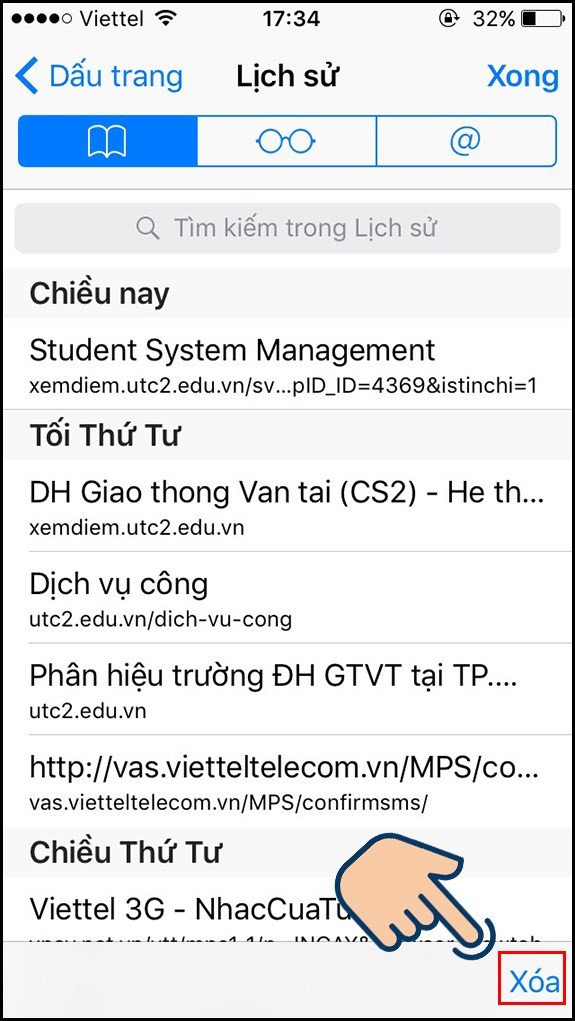 xoá lịch sử safari